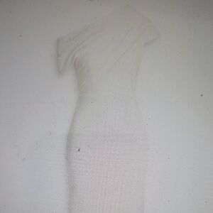 BADGLEY MISCHKA One-shoulder draped sequined tulle gown